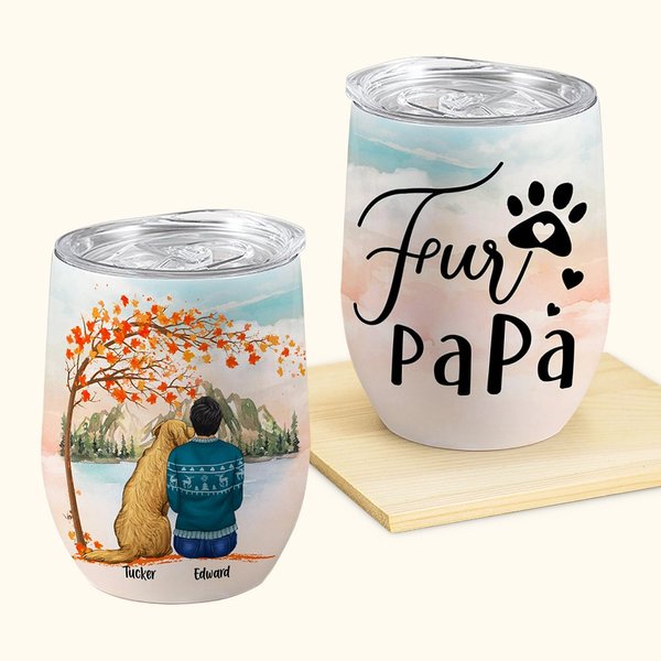 Gepersonaliseerd Spelen met mijn harige vrienden onder de esdoorn wijn Tumbler Food Grade roestvrij staal Verjaardag Kerstcadeau voor hondenliefhebber