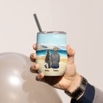 Personalisierte Walking auf einem goldenen Sandstrand mit meinem geliebten Hund Weinbecher Lebensmittelqualität Edelstahl Geburtstag Weihnachtsgeschenk für Hundeliebhaber