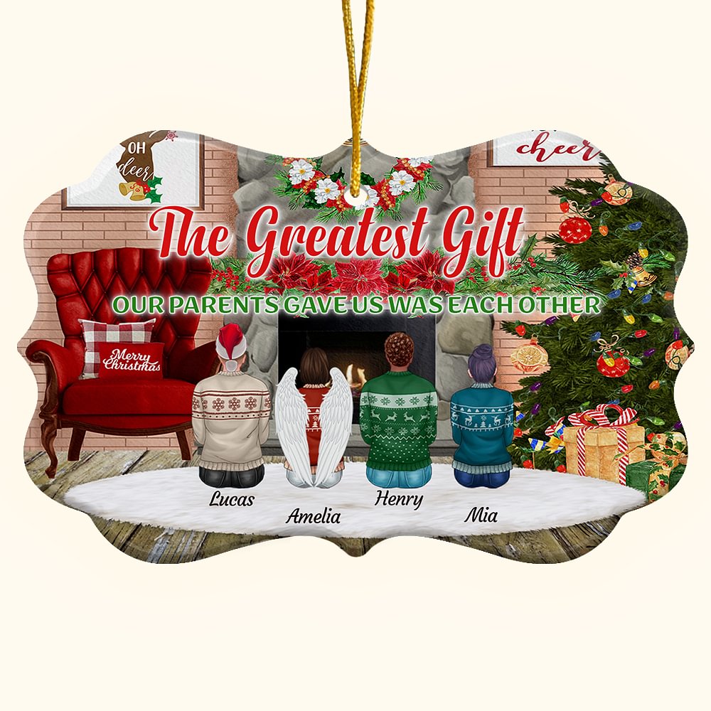 Personnalisé Le plus grand cadeau que nos parents nous ont offert était l'un l'autre Ornement en céramique irrégulier avec noms Cadeau de Noël pour fr