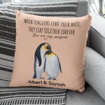 Coussin personnalisé pour les pingouins qui trouvent leur partenaire et qui restent ensemble pour toujours Coussin jeté Cadeau d'anniversaire de Noël Cadeau de Saint-Valentin pour un couple