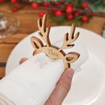 Personalisierte Weihnachten Hirsch hölzerne Serviette Ring mit Namen graviert Weihnachtsdekoration Versammlung Urlaub Tisch decken Geschenk für Famili