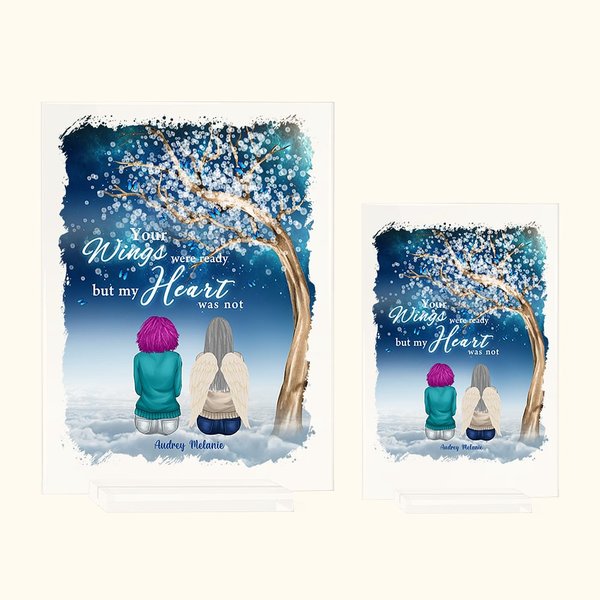 Personalized Your Wings Were Ready But Our Hearts Were Not Acrylic Plaque Christmas Memorial Gift for Family Friends