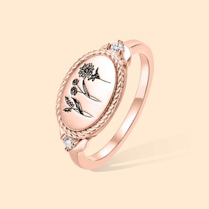 Bague Fleur de Naissance Personnalisée Bijoux de Famille Cadeau Anniversaire Fête pour Femme