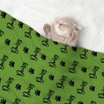 Personalised Cute Paw Print Soft Pet Name Blanket for Car Lap Sofa Birthday Christmas Gift for Cat Dog Pet Lover