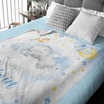 Personalized Sweet Dreams Baby Elephant Blanket with Name Home Decoration Christmas Gift  Birthday Gift for kid