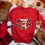 Personalized Lovely Dog Cat Portrait Christmas Unisex Sweatshirt Christmas Gift for Family Kid Pet Lover