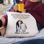 Coussin personnalisé pour les pingouins qui trouvent leur partenaire et qui restent ensemble pour toujours Coussin jeté Cadeau d'anniversaire de Noël Cadeau de Saint-Valentin pour un couple