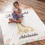 Couverture personnalisée Just A Girl Who Loves Giraffe Floral Blanket with Name Birthday Gift for Girls (Une fille qui aime la girafe, cadeau d'annive