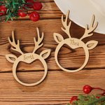 Personalisierte Weihnachten Hirsch hölzerne Serviette Ring mit Namen graviert Weihnachtsdekoration Versammlung Urlaub Tisch decken Geschenk für Famili
