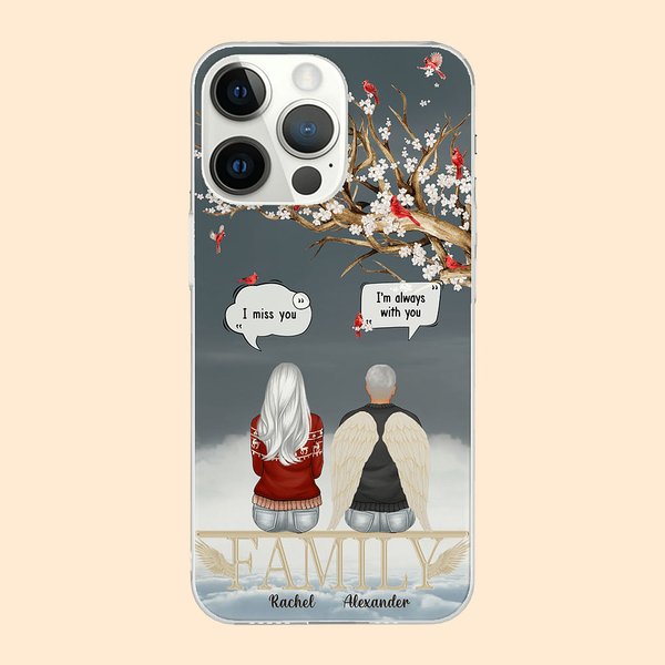 Personliga kardinaler Jag saknar dig Jag är alltid med dig Mobilskal med namn Julminnesgåva för familj