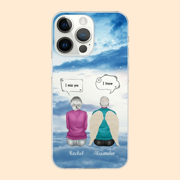 Personalisierte Wir vermissen Sie wir wissen, in Cloud Handytasche mit Namen Weihnachten Memorial Geschenk für Freunde Familie