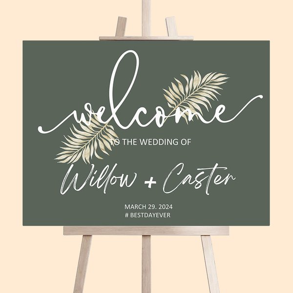 Bohemian Wedding Welcome Sign with Name and Date
