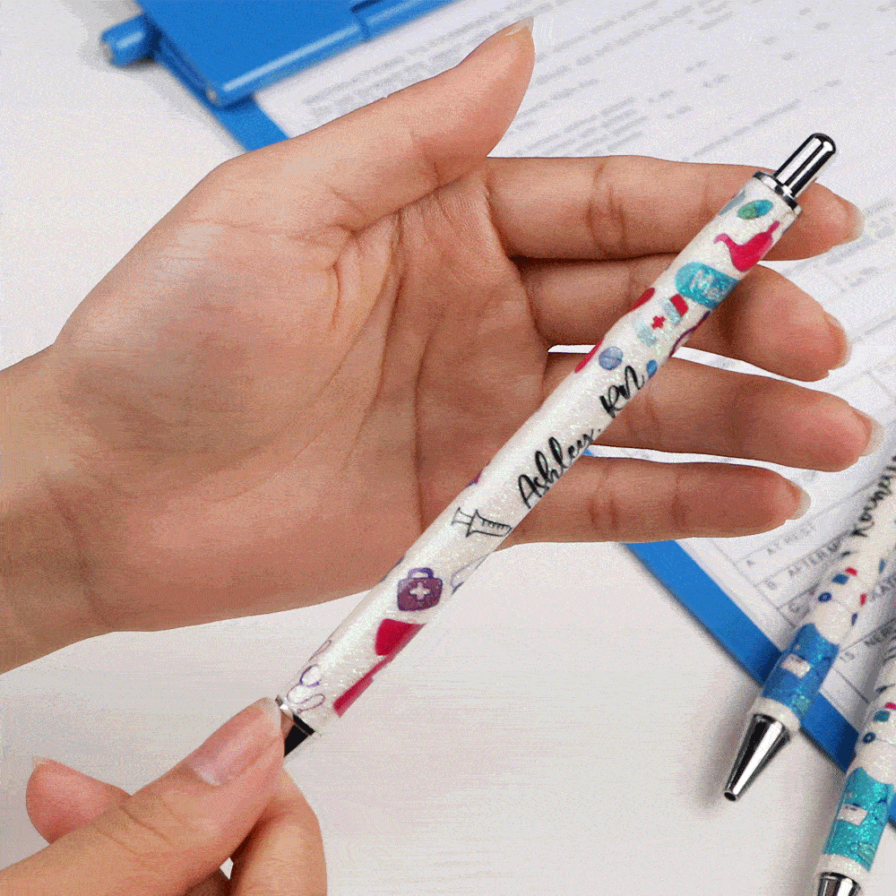 Personalizado Glitter Elemento Médico Bolígrafo Retráctil Bolígrafo Negro Apreciación Regalo para Médico Enfermera