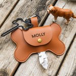 Personalisierte Knochen geformt Hund Poop Bag Dispenser Abfallbeutelhalter mit Namen Geschenk für Hundeliebhaber