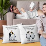 Coussin personnalisé pour les pingouins qui trouvent leur partenaire et qui restent ensemble pour toujours Coussin jeté Cadeau d'anniversaire de Noël Cadeau de Saint-Valentin pour un couple