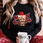 Personalized Lovely Pet Portrait Christmas Unisex Sweatshirt Christmas Gift for Family Kid Cat Dog Lover