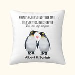Coussin personnalisé pour les pingouins qui trouvent leur partenaire et qui restent ensemble pour toujours Coussin jeté Cadeau d'anniversaire de Noël Cadeau de Saint-Valentin pour un couple