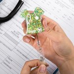 Porte-Badge en Acrylique Décor Carte d'Identification Personnalisé avec Paillettes et Nom Cadeau pour Infirmière ou Médecin