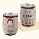 Gepersonaliseerde Just One More Chapter Bookrack Achtergrond 12oz Wine Tumbler Reading Gift Kerstcadeau Verjaardagscadeau voor boekenliefhebbers