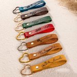 Personalized Retro Leather Birth Flower Keychain with Engraved Name Christmas Birthday Wedding Gift for Her