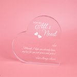 Personalisierte Sie sind alles, was ich brauche Acryl Herz Plaque Romantische Home Decor Valentinstag Weihnachtsgeschenk für Paar Ehemann Ehefrau