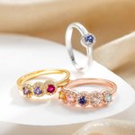 Personalized Elegant 1-5 Birthstones Ring with Zircon Mothers' Day Birthday Gift for Mom Grandma