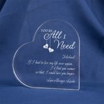 Personalisierte Sie sind alles, was ich brauche Acryl Herz Plaque Romantische Home Decor Valentinstag Weihnachtsgeschenk für Paar Ehemann Ehefrau