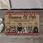 Personalizado Beware Of Pets Our Intensely Friendly Licking And Jumping Excited You Door Mat Home Decoration Birthday Christmas Gift for Pet Owner