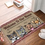 Personalised Welcome To My House The Humans Just Live Here With Me Door Mat Home Decoration Birthday Christmas Gift for Pet Owner