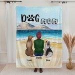Perro personalizado con su dueño en la playa Manta suave para cumpleaños Regalo conmemorativo para los amantes de los perros