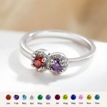 Personalized Elegant 1-5 Birthstones Ring with Zircon Mothers' Day Birthday Gift for Mom Grandma