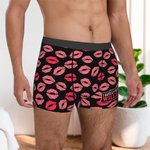 Personalisierte Lip Print weiche Herren Unterwäsche Boxershorts mit Namen Valentinstag Weihnachten Geschenk für Ehemann Freund