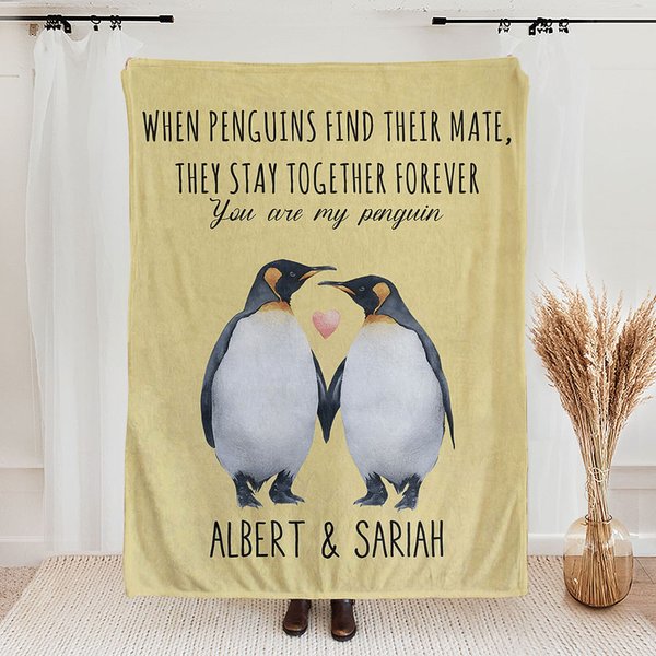 Coperta personalizzata Quando i pinguini trovano il loro compagno restano insieme per sempre Regalo di San Valentino per l'anniversario della coppia