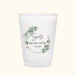 Personalized Eucalyptus Frosted Wedding Cups 12oz 16oz Recyclable Drinkware  Set of 10 Engagement Bridal Shower Bachelor Party Supplies