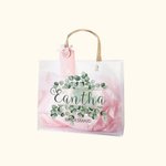 Personalized Eucalyptus PVC Wedding Gift Bag Bridesmaid Thank You Gift Bag Bridal Shower Bachelorette Party Favor