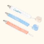 Personalisierte Schnuller Clip Halter Stickerei Band Schnuller Leine Passt die meisten Schnuller Beißring Spielzeug Baby Dusche neugeborenes Geschenk