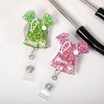 Porte-Badge en Acrylique Décor Carte d'Identification Personnalisé avec Paillettes et Nom Cadeau pour Infirmière ou Médecin