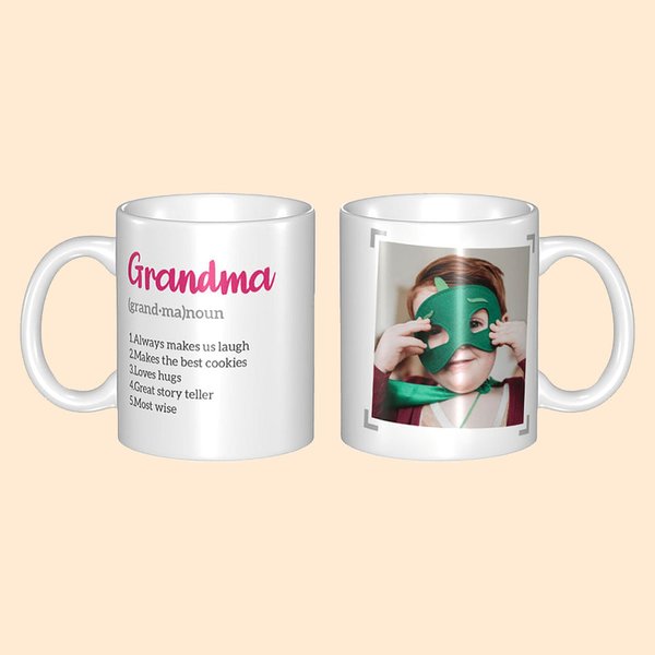 Definición personalizada de la abuela Foto Taza de cerámica Taza de café Cumpleaños Regalo de Navidad para los abuelos Familia