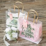 Personalized Eucalyptus PVC Wedding Gift Bag Bridesmaid Thank You Gift Bag Bridal Shower Bachelorette Party Favor