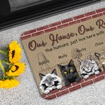 Gepersonaliseerde Mijn Huis Mijn Regels De Mensen Wonen Gewoon Hier Met Mij Deurmat Huisdecoratie Verjaardag Kerstcadeau voor Huisdierbezitter