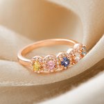 Personalized Elegant 1-5 Birthstones Ring with Zircon Mothers' Day Birthday Gift for Mom Grandma