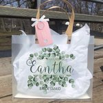 Personalized Eucalyptus PVC Wedding Gift Bag Bridesmaid Thank You Gift Bag Bridal Shower Bachelorette Party Favor