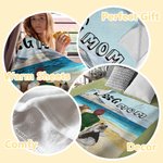 Perro personalizado con su dueño en la playa Manta suave para cumpleaños Regalo conmemorativo para los amantes de los perros