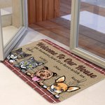 Personalised Welcome To My House The Humans Just Live Here With Me Door Mat Home Decoration Birthday Christmas Gift for Pet Owner