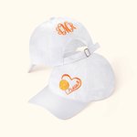 Personalized Pickleball Coral Heart Hat with Embroidered Name Monogram Adjustable Cotton Sport Hat Birthday Gift for Pickleball Lover Player