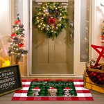 Personalized Meowy Christmas Hat Cap Three Pets Doormat Home Decoration Christmas Gift for Family Pet Lover