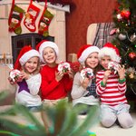 Sac à Friandises de Noël Personnalisé Père Noël Fête de Noël Cadeau pour Enfants Famille Ami Lot de 4