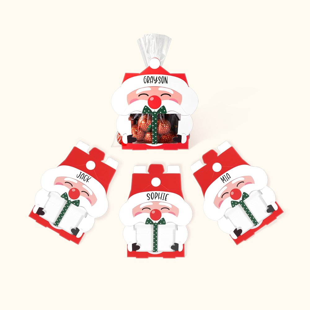 Sac à Friandises de Noël Personnalisé Père Noël Fête de Noël Cadeau pour Enfants Famille Ami Lot de 4