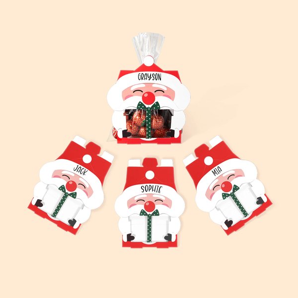 Sac à Friandises de Noël Personnalisé Père Noël Fête de Noël Cadeau pour Enfants Famille Ami Lot de 4