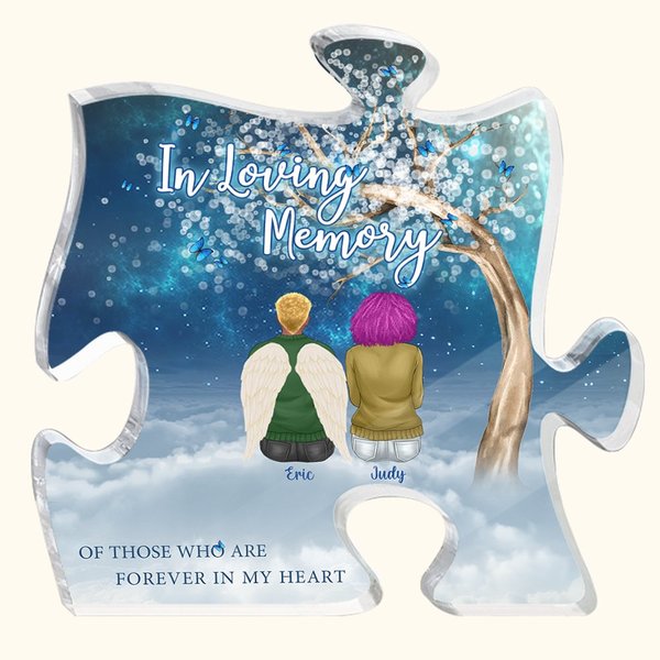 Personalisierte In liebevoller Erinnerung an diejenigen, die für immer in meinem Herzen Puzzle Acryl Ornament Schreibtisch Dekoration Weihnachten Memo